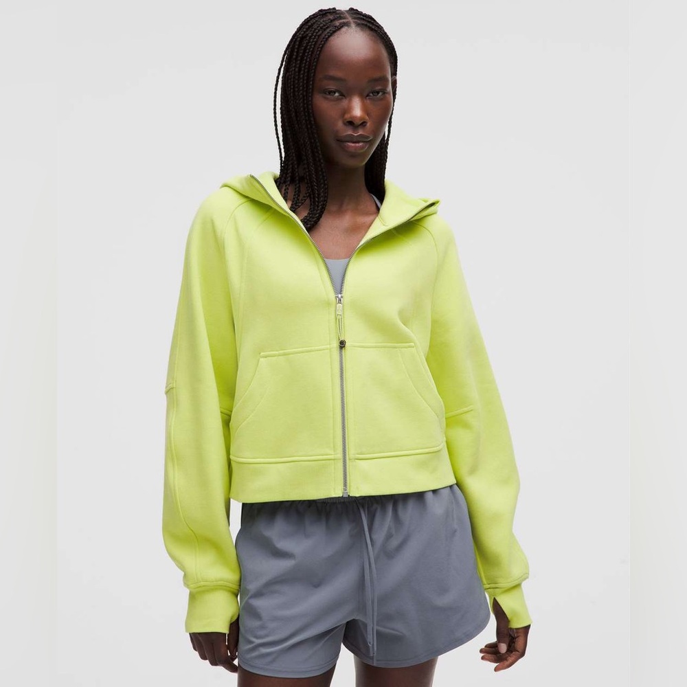 Lululemon Oversized Cropped Full Zip Scuba Hoodie Yellow Green XS/S
